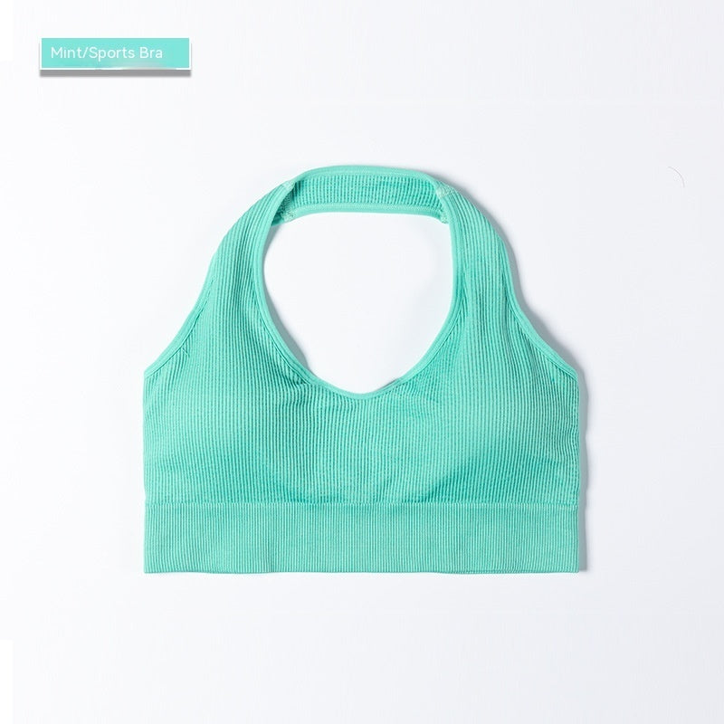 Ribbed Sports Bra – Seamless Halter Workout Top