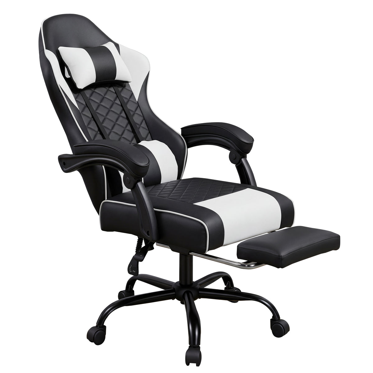 Racing Style Gaming Chair With Footrest,PU Leather,Massage Lumbar Support,Reclining,360degree Swivel Seater Adjustable Height — view 6