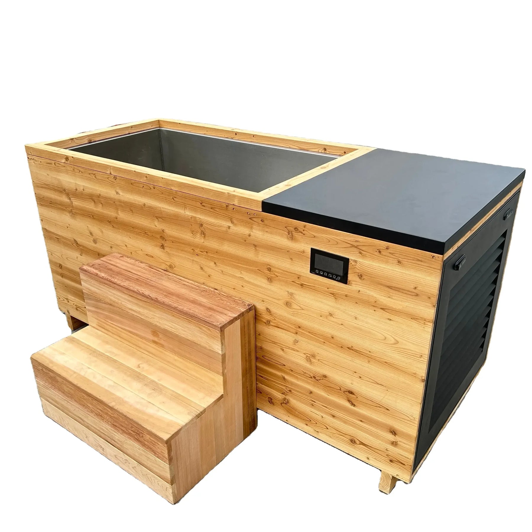 Photo of Modern Stainless Steel And Traditional Wooden Indoor/Outdoor Spa Bath Cold Plunge Therapy Massage Hotel Villa Ice Bath - Athena's Decor