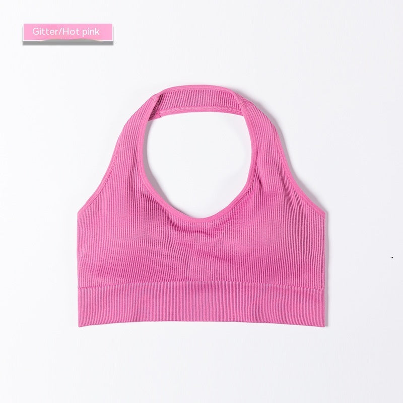 Ribbed Sports Bra – Seamless Halter Workout Top