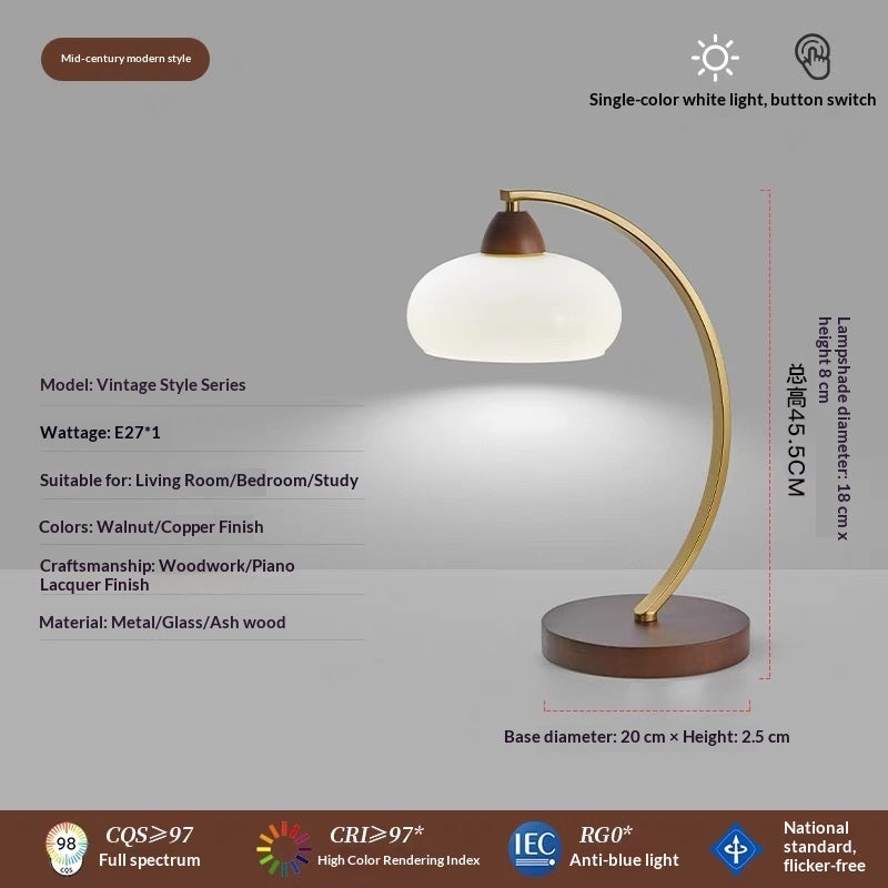 Vintage-style Solid Wood Eye-care Bedside Table Lamp For The Bedroom — view 6