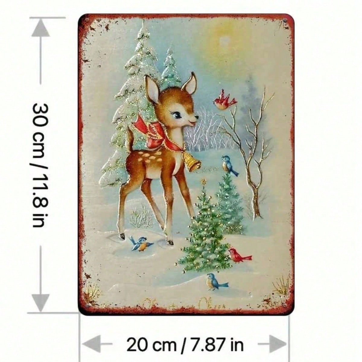 Rustic Iron Metal Wall Sign, Winter Reindeer Snowy Woods Christmas Wall Art — view 6