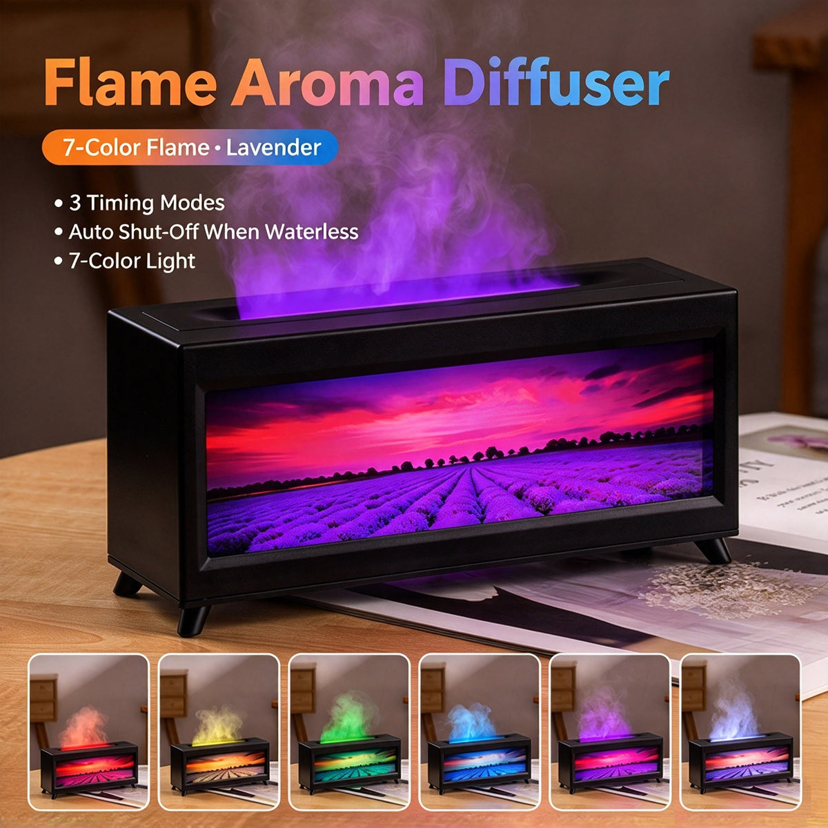 Simulated Flame Fireplace Aroma Diffuser, Large Mist Humidifier, Automatic Fragrance Sprayer For Home & Office — view 4