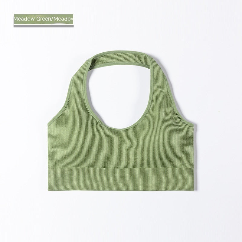Ribbed Sports Bra – Seamless Halter Workout Top