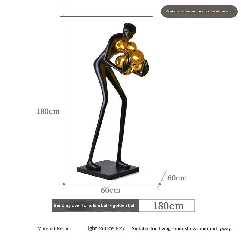 Humanoid Art Sculpture Ball-Holding Floor Lamp — view 6