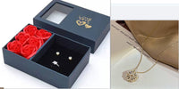Retro Magnetic Folding Heart Shaped Four Leaf Clover Pendant Necklace