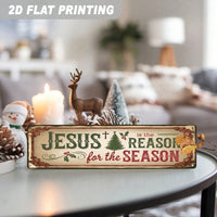 Religious Christmas Metal Sign Is The Reason, Vintage Farmhouse Wall Art — view 5