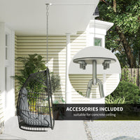 Hanging Egg Chair,Foldable Rattan Garden Swing Chair With Installation Kit,Thickened Cushion And Headrest,Indoor Outdoor Hanging Egg Basket Seat For Patio,Porch,Dark Grey — view 4