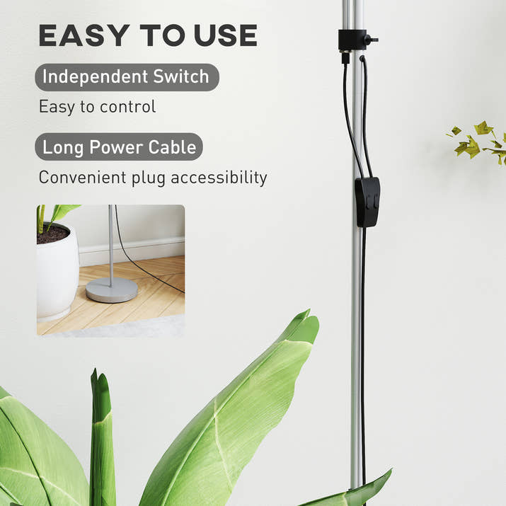 LED Floor Lamp, Suitable For Living Rooms, 180cm High, Mother And Child Shaped Upward Facing Spotlight, With Adjustable Gooseneck Arm, Color Temperature 3000K-4500K-6500K, Silver — view 2