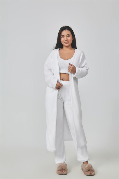 Women’s 3-Piece Cozy Pajama Lounge Set – Warm Winter Matching Suit