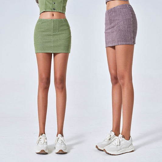 High-Waist Denim Yoga Skirt