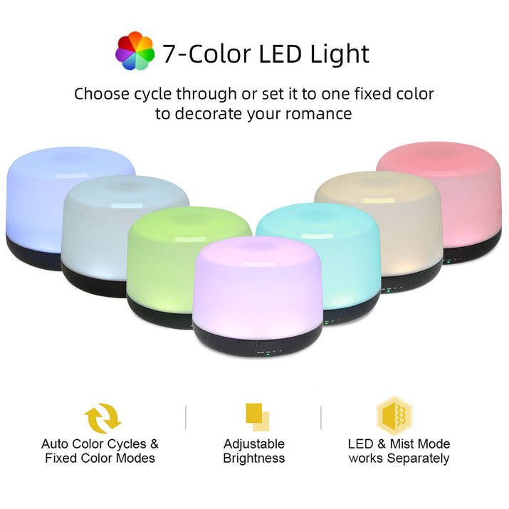 500ml Ultrasonic Essential Oil Diffuser & Humidifier With Remote, Auto-Off Timer, 7 Color Changing Night Light For Home, Office, Yoga — view 3