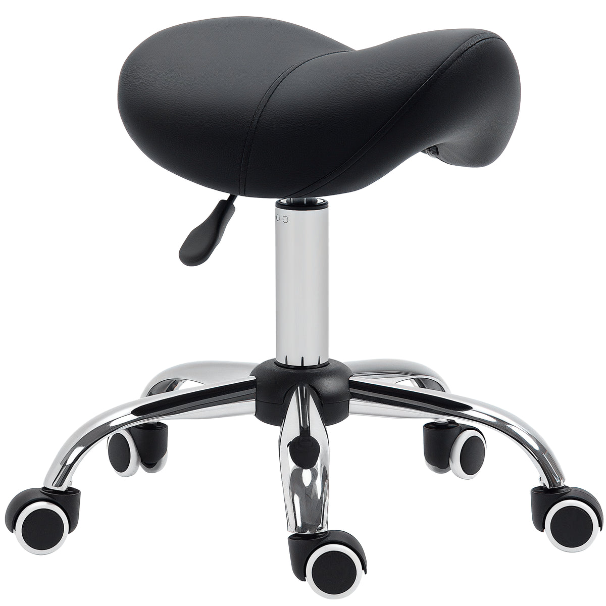 Cosmetic Stool 360Â° Rotate Height Adjustable Salon Massage Spa Chair Hydraulic Rolling Faux Leather Saddle Stool Mobility,Black