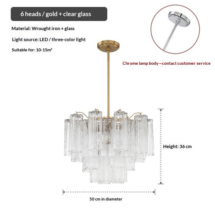 French-style Villa Vintage-style Staircase Hall Glass Chandelier — view 3