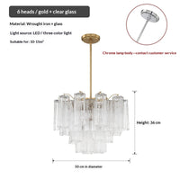 French-style Villa Vintage-style Staircase Hall Glass Chandelier — view 3