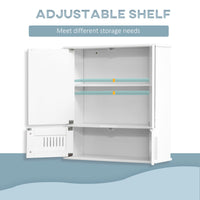 Kleankin Bathroom Mirror Cabinet,Wall Mounted Storage Cupboard With Double Doors And Adjustable Shelf,Bathroom Organizer,White — view 2