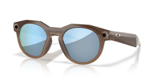 Oakley Meta HSTN Smart Glasses with Meta AI, Open-Ear Audio, Built-In Camera, Prizm Deep Water Polarized Lenses, Brown Smoke