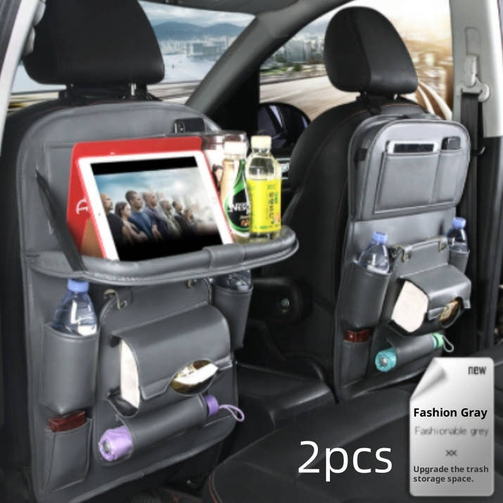 Pu Leather Car Storage Bag Multifunction Seat Back Tray Hanging Bag