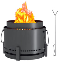Smokeless Fire Pit With Ash Catcher,37cm Portable Wood Burning Firepit With Poker For Garden Camping Bonfire Party,Metal,Dark Grey