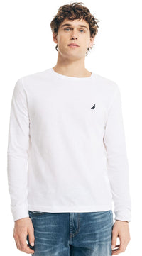 Nautica white long sleeve tee — on model, alternate