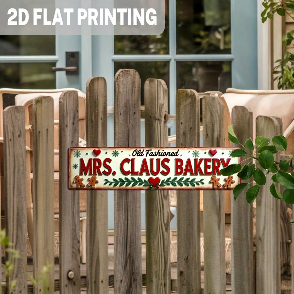2D Retro Santa Claus & Mrs. Claus Baking Metal Sign, Christmas Wall Art — view 5