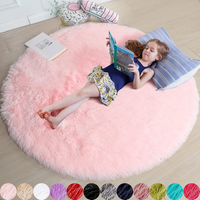 Circle Round Fluffy Area Rug 4Ft For Girls Bedroom Kids Room