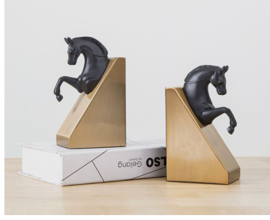 Bronzed Horsehead Bookends In European Black — view 4