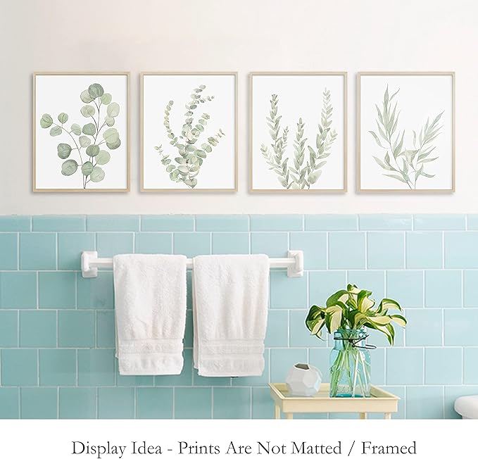 4PCS 8X10in,Botanical Plant Canvas Wall Art, Framed Boho Wall Decor For Bathroom, Minimalist Aesthetic Bedroom Wall Art — view 5