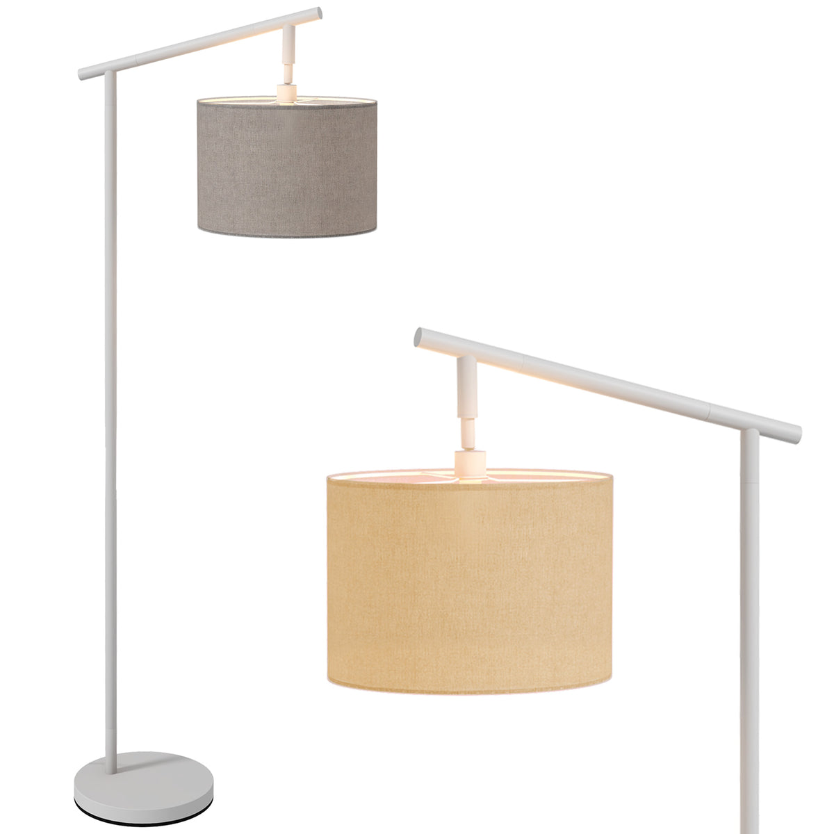 Metal Frame Floor Lamp With 350 Degree Rotating Lampshade,for Living Room And Bedroom,LED Bulb Included,Grey