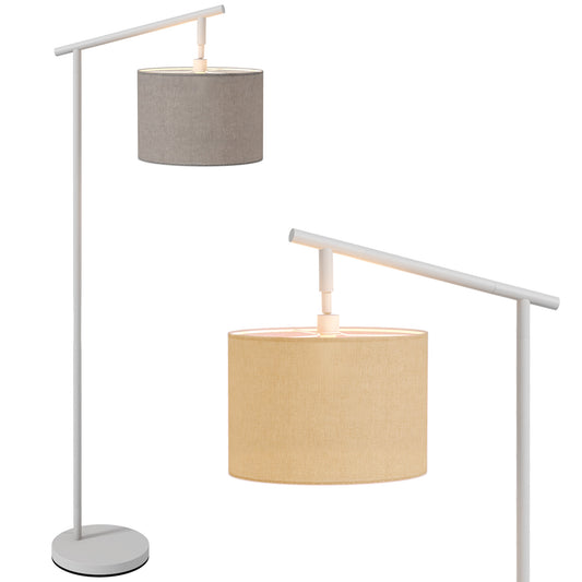 Metal Frame Floor Lamp With 350 Degree Rotating Lampshade,for Living Room And Bedroom,LED Bulb Included,Grey