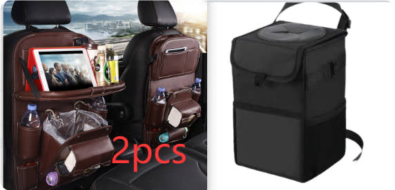 Pu Leather Car Storage Bag Multifunction Seat Back Tray Hanging Bag