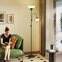 LED Floor Lamp, Suitable For Living Rooms, 180cm High, Mother And Child Shaped Upward Facing Spotlight, With Adjustable Gooseneck Arm, Color Temperature 3000K-4500K-6500K, Black — view 5