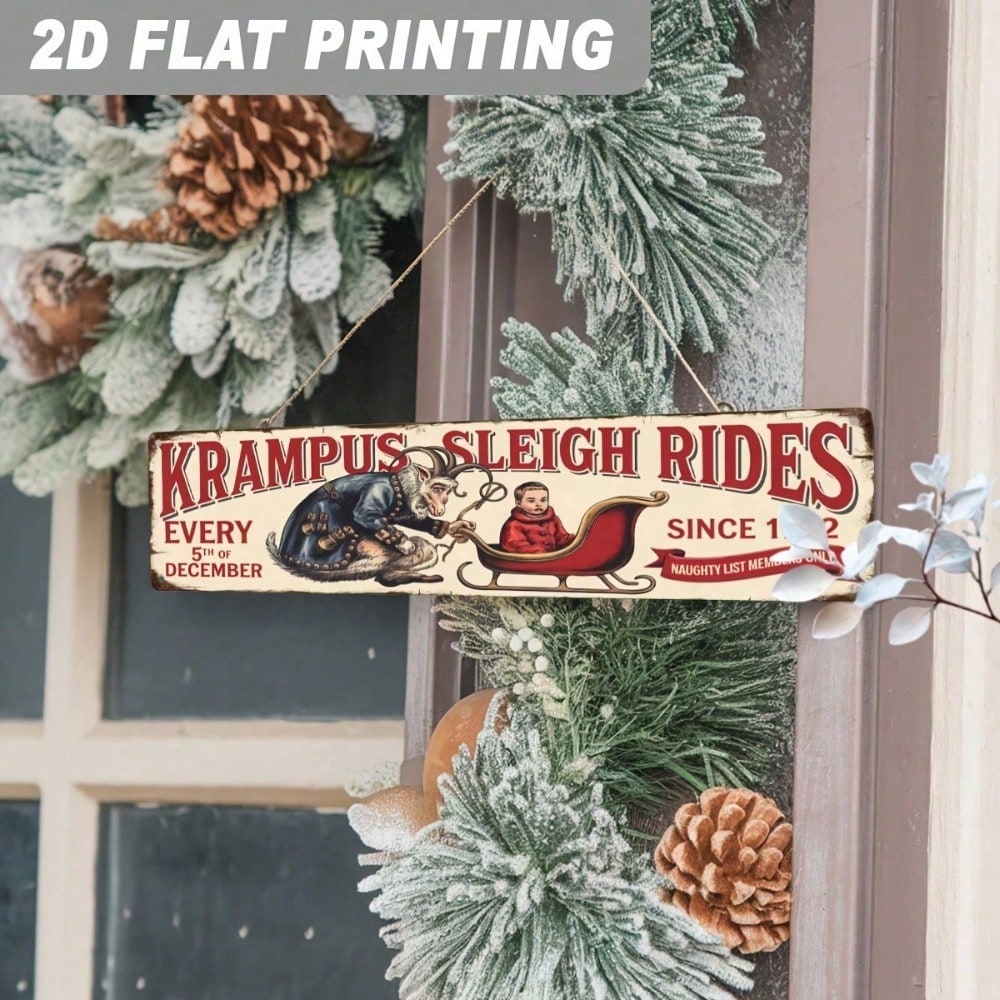 Krampus Sleigh Rides Every 5th Of December Metal Sign, Christmas Wall Art — view 3