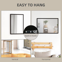 Wall Bathroom Mirror,70 X 50 Cm Wall-Mounted Mirror For Living Room,Bedroom,Hallway,Black — view 3