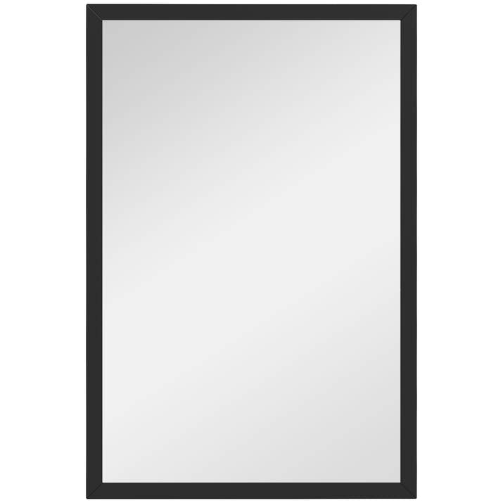 Wall Bathroom Mirror,60 X 40 Cm Wall-Mounted Mirror For Living Room,Bedroom,Hallway,Black