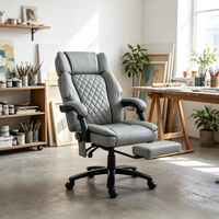 Massage Office Chair, 400lbs Capacity Desk Chair With Heat, Adjustable Headrest, Reclining & Footrest, Light Gray