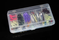 Fishing Gear Sequined Soft Bait Set – 100-Piece Soft Plastic Lures w/ Sequins in Storage Case