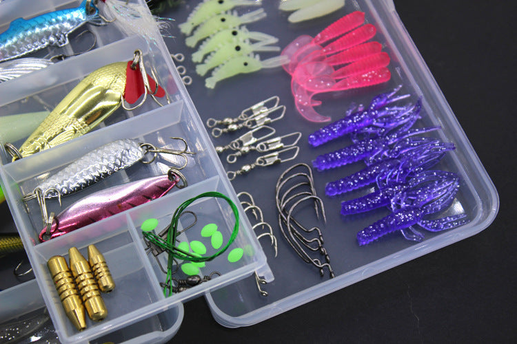 Fishing Gear Sequined Soft Bait Set – 100-Piece Soft Plastic Lures w/ Sequins in Storage Case