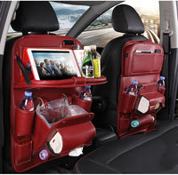 Pu Leather Car Storage Bag Multifunction Seat Back Tray Hanging Bag