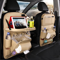 Pu Leather Car Storage Bag Multifunction Seat Back Tray Hanging Bag