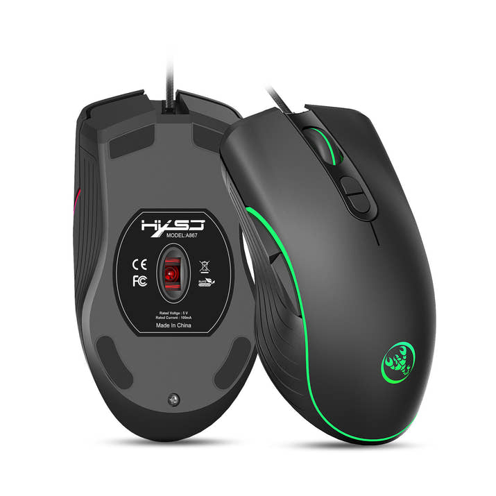 Glowing RGB Wired Gaming Mouse – Adjustable DPI Optical Mouse with LED Backlight