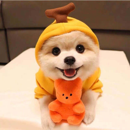 Cute Fruit Dog Hoodie – Warm Fleece Pet Clothes for Small Dogs & Puppies