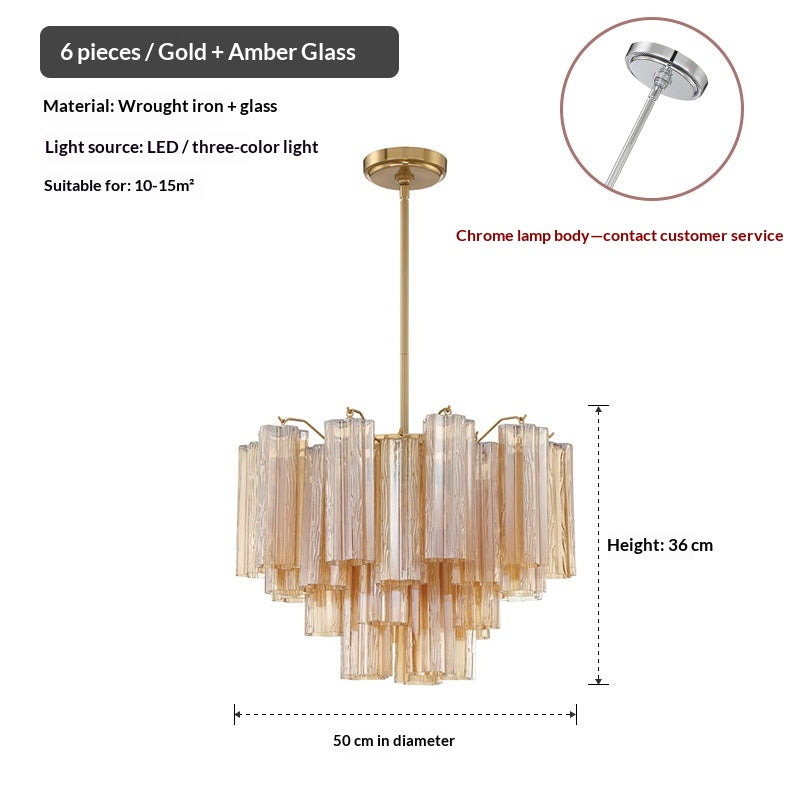 French-style Villa Vintage-style Staircase Hall Glass Chandelier — view 2