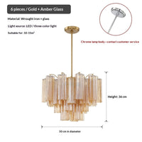 French-style Villa Vintage-style Staircase Hall Glass Chandelier — view 2