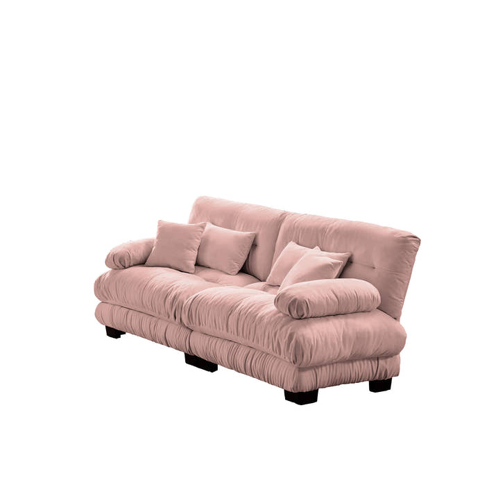 Cloud Couch 2 Seater Sofa for Living Room, Chenille 2 - Seat sofa with 2 Lumbar pillows and 2 throw pillows,Chenille Pink — view 6