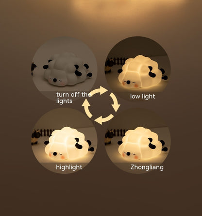 Adorable Sheep Silicone Night Light - Rechargeable Dimmable Lamp Bedroom Décor