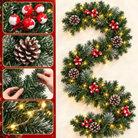Christmas Green Vine with String Lights Combo, 2.7m Artificial Garland Vine + 10m Light String, for Mantel, Stair Railing & Window Holiday Decor — view 2