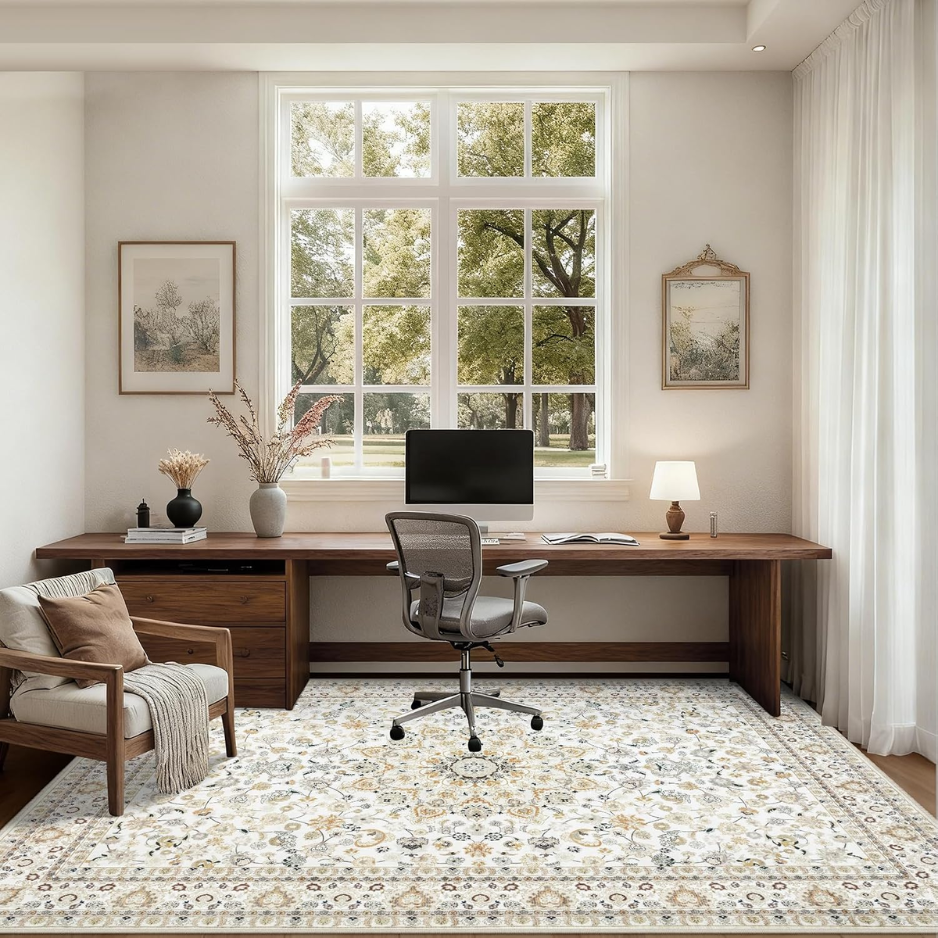 5x7 Area Rugs Living Room Washable Vintage Rug For Bedroom Beige — view 3