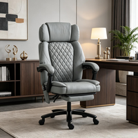 Massage Office Chair, 400lbs Capacity Desk Chair With Heat, Adjustable Headrest, Reclining & Footrest, Light Gray — view 5