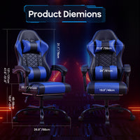 Racing Style Gaming Chair With Footrest,PU Leather,Massage Lumbar Support,Reclining,360degree  Swivel Seater Adjustable Height — view 3